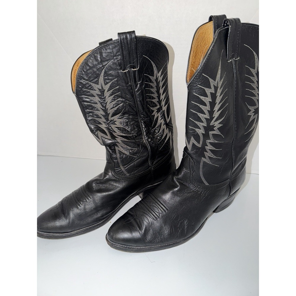 Nocona Boots Men's Sz 12 Black Leather Western Cowboy Boots USA
